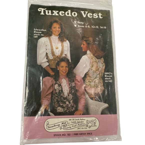 Tuxedo Vest Sewing Pattern Vintage 80s - Picture 1 of 4